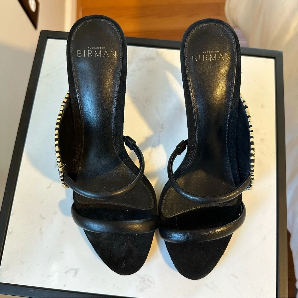 Alexandre Birman Marjorie 85 Genuine Leather & Straw Sandal - Picture 4 of 5